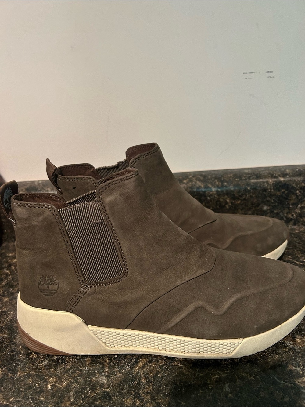 Timberland Womens Olive color Nubuck Chukka Boots with White Sole